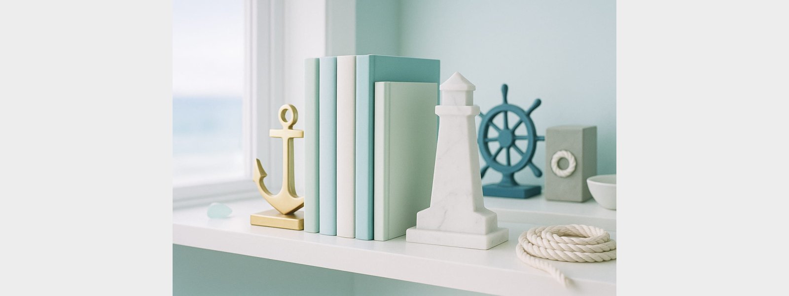 Maritime bogst�tter: materialer, v�gt og stilvalg