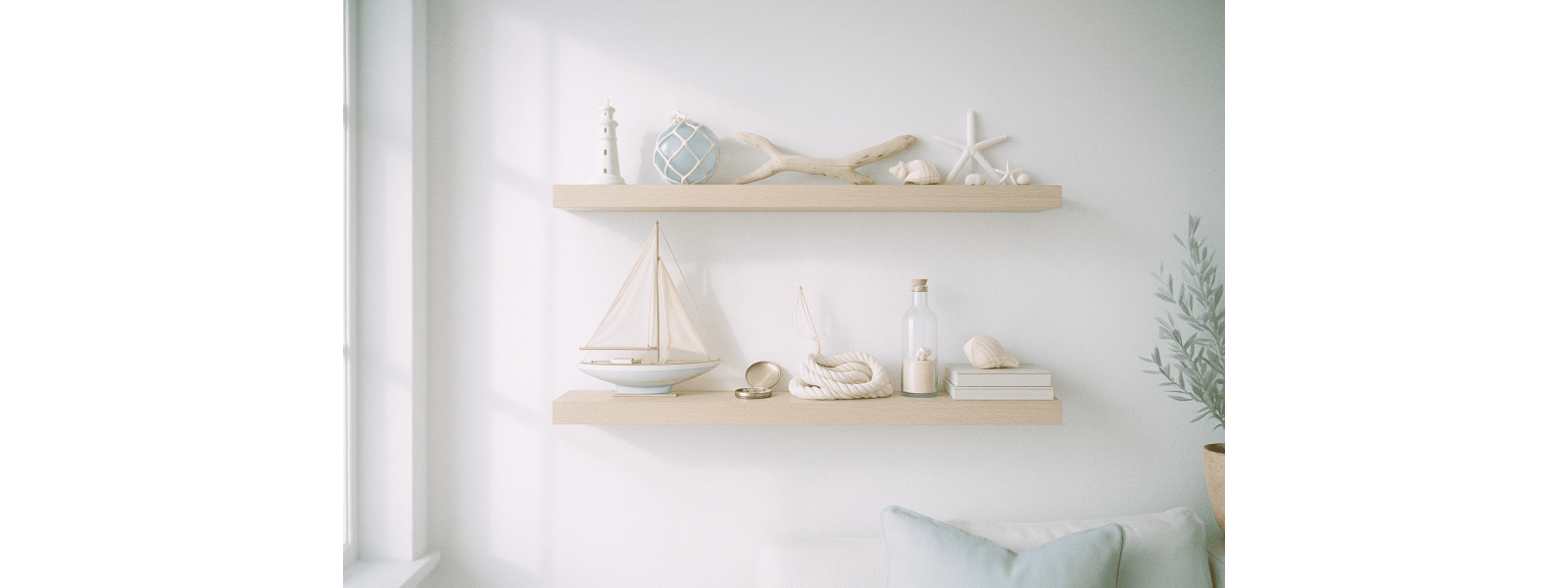 Styling: s�dan arrangerer du en hylde med maritime objekter