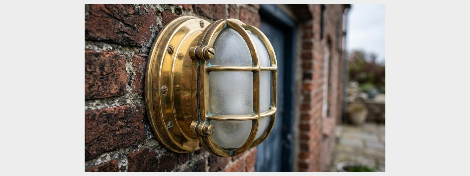 Skotlampe i messing til v�g og facade