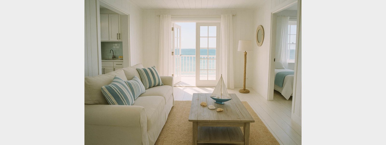 Sommerhus i maritim stil: komplette id�er rum for rum