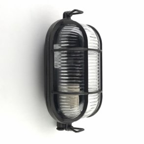 SKOTLAMPE oval-22 cm-IP64 Sort messing