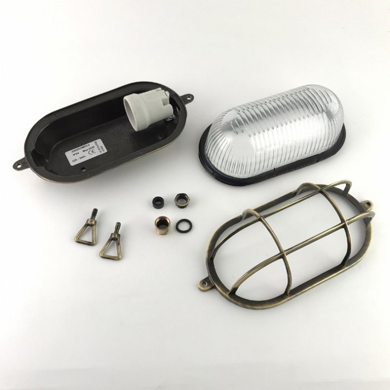 SKOTLAMPE oval-22 cm-IP64 Messing