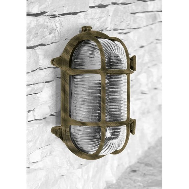 SKOTLAMPE oval-20 cm-IP64 Messing