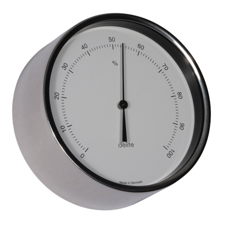 Clausen - Hygrometer - Polierter Stahl mit weiss Zifferblatt
