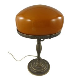 Strindberg lampe - H 37 cm antikmessing - cognac 