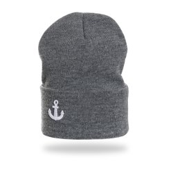 Beanie hue - strik med anker dekoration