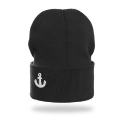 Beanie hue - strik med anker dekoration