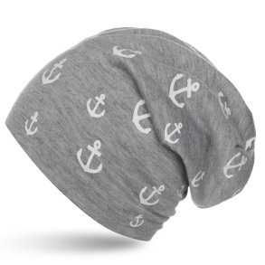 Beanie M�tze Baby - Ankern 0-3 Jahre - Hellgrau