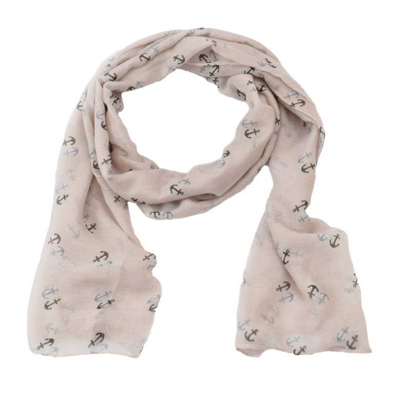 Scarf Ankare  - beige med svarte ankare