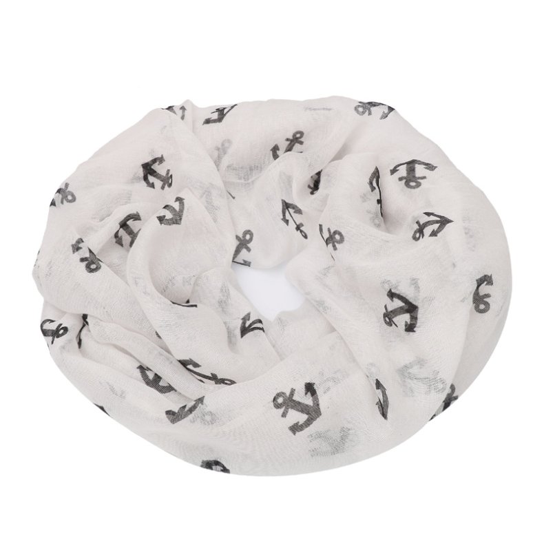 Scarf Ankare  - Loop vit med svarta ankare