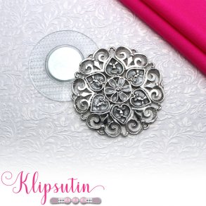 Klipsutin Carla-Slvblomst med hvid dekoration