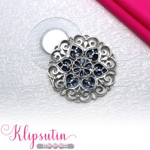 Klipsutin Carla-Slvblomst med bl dekoration