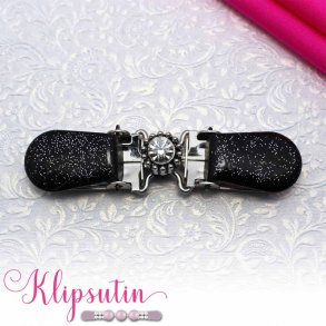 Klipsutin Ilmi-Zirkon med sort glitter clips