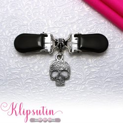 Klipsutin Skull-Slv med sorte clips