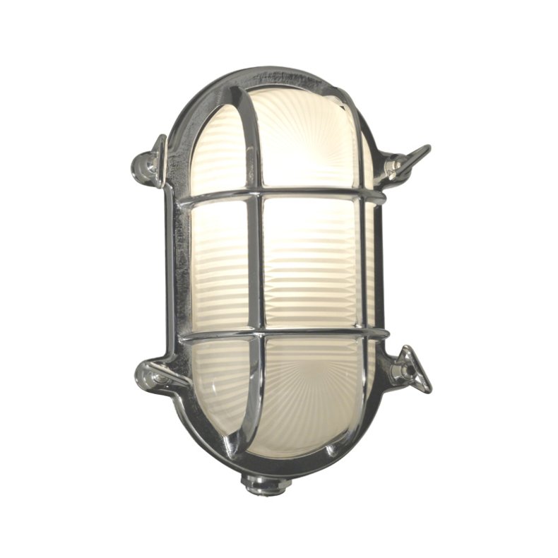 BULKHEAD LAMP oval - 17.5 cm - IP54 Chrome-plated Brass