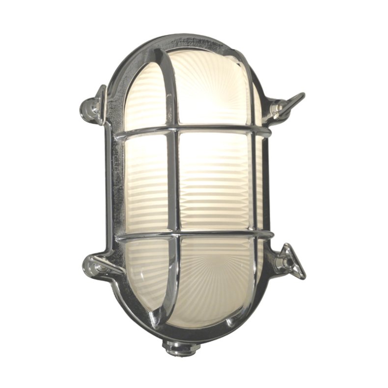 BULKHEAD LAMP oval - 20 cm - IP54 Chrome-plated Brass