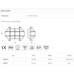 SKOTLAMPE oval-17,5 cm-IP54 Messing 