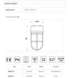 RUFLAMPE loft-19 cm-IP44 Messing