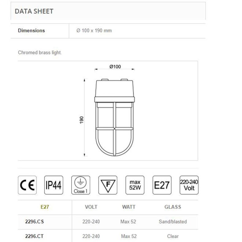RUFLAMPE loft-19 cm-IP44 Messing