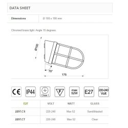 RUFLAMPE vg-19 cm-IP44 Messing