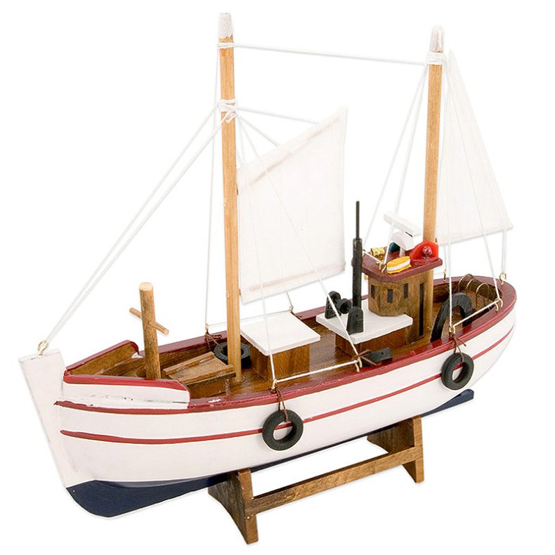 Fischkutter <br>L 30 x H 27 wei