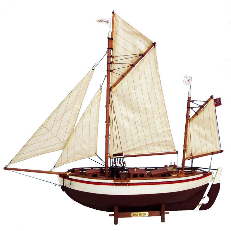 Colin Archer <br>L 60 x H 65 wei mit braunem Boden