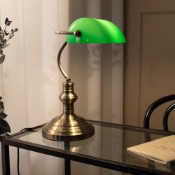 BANKERS - antique brass - green - H 42 cm 