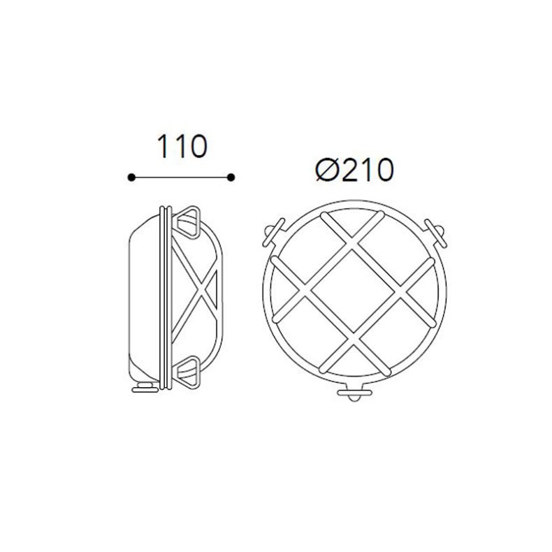 SKOTLAMPE rund-21 cm-IP44 Forkromet messing