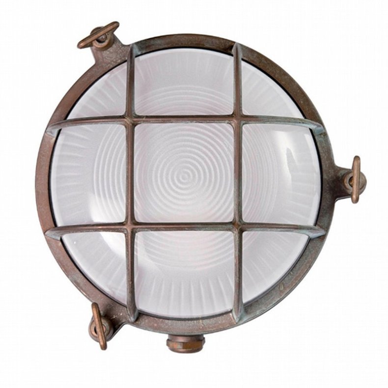 SKOTLAMPE rund-17,5 cm-IP44 Messing