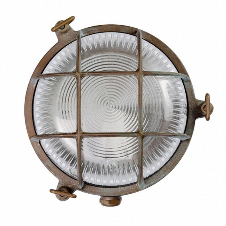 SKOTLAMPE rund-17,5 cm-IP44 Messing