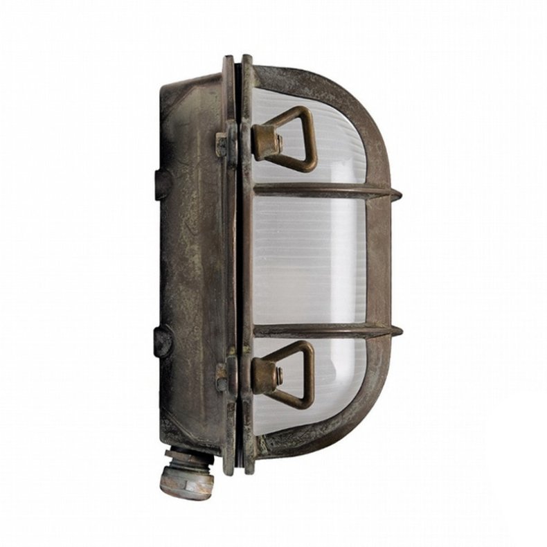 SKOTLAMPE oval-17 cm-IP44 Messing 