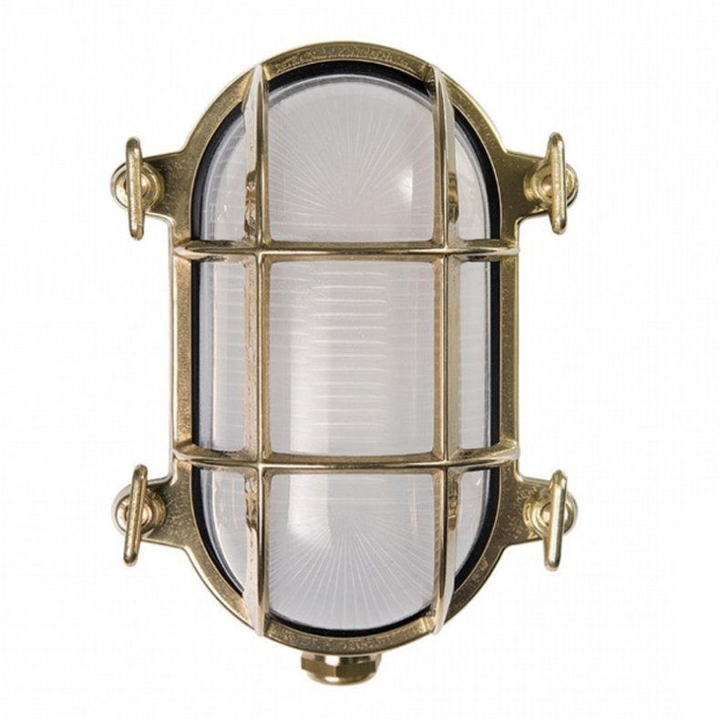 SKOTLAMPE oval-17 cm-IP44 Messing 