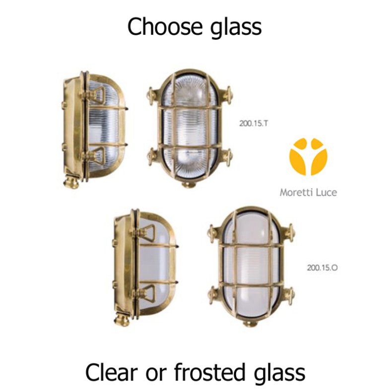 SKOTLAMPE oval-17 cm-IP44 Messing 