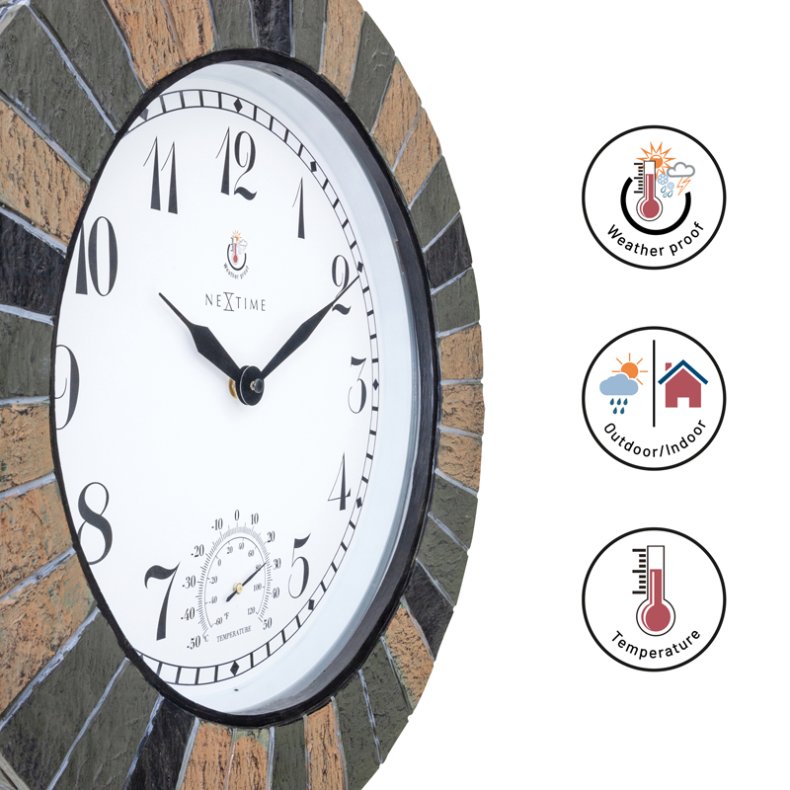 Aster - Klocka och Termometer - 43,5 cm - Utomhus