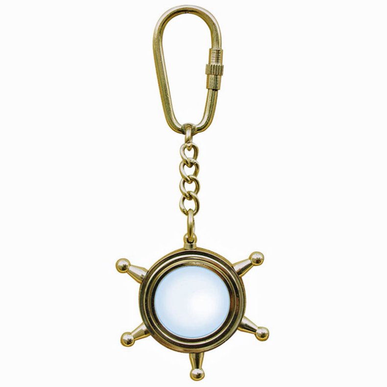 Key ring -ship wheel / magnifying glass 
