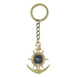 Key ring -Compass in anchor with steering wheel 