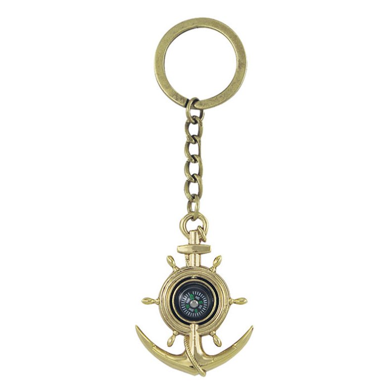 Key ring -Compass in anchor with steering wheel 