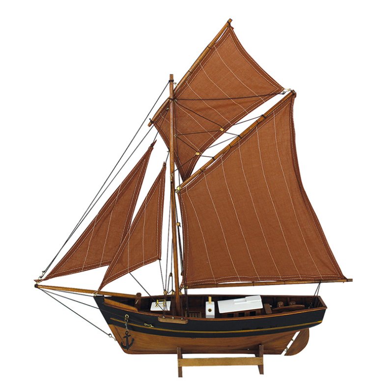 Fischerboot - L 60 x H 64 schwarz mit Holzboden