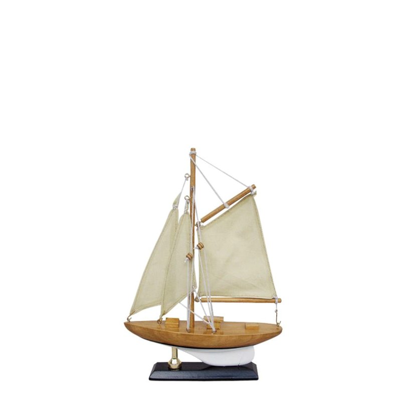Yacht - L 15 x H 22,5 Holz mit weiem Boden