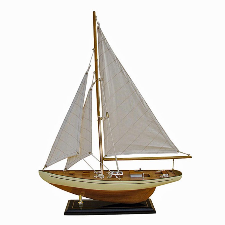 Yacht - L 40 x H 54 beige med trebunn 