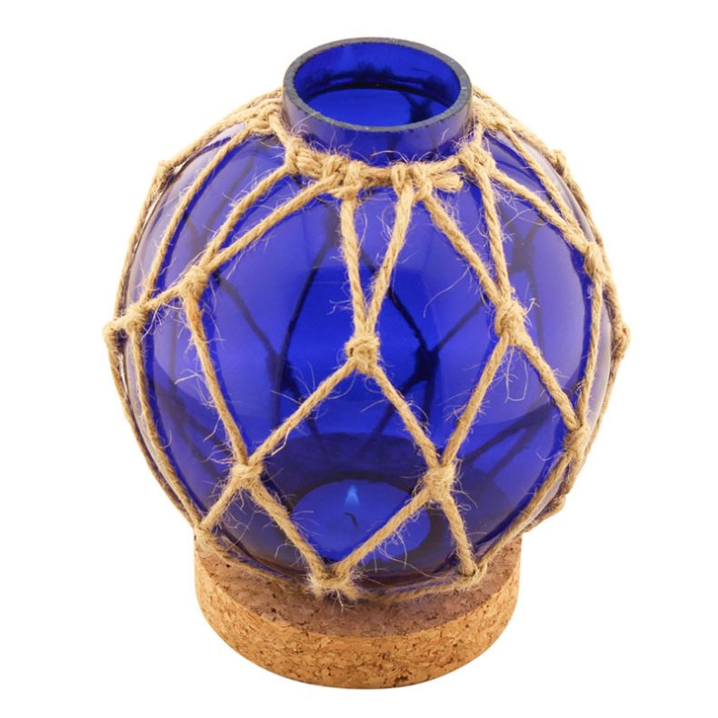 Fischer Kugel - Teelicht Glas blau -  13 cm 