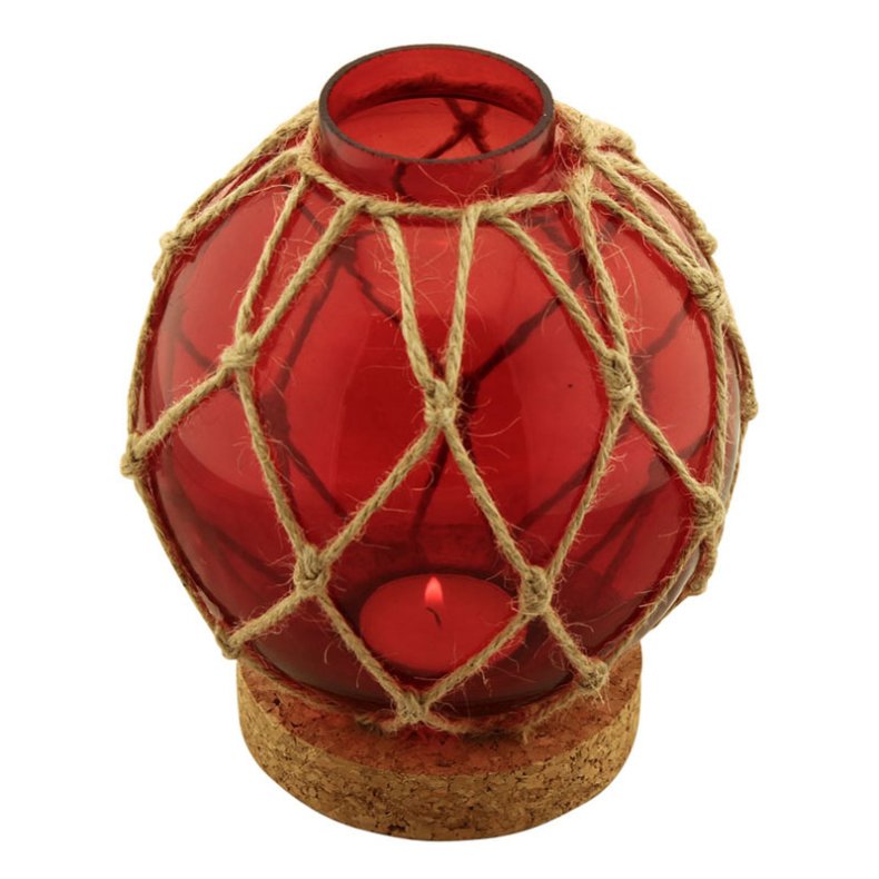 Fischer Kugel - Teelicht Glas rot -  13 cm 