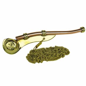  Boatswain's pipe - brass and copper with chain - 12 cm 