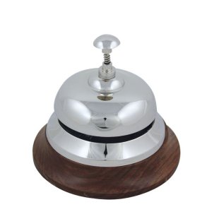 Reception bell - 12  - chromed brass and wood