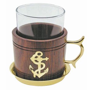 Grog Glass - with holder in rosewood - 10 cm 