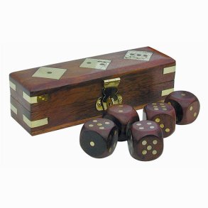 Dice game - in wooden box with decoration  