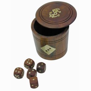 Shuffleboard with 5 dice - inlaid brass decoration