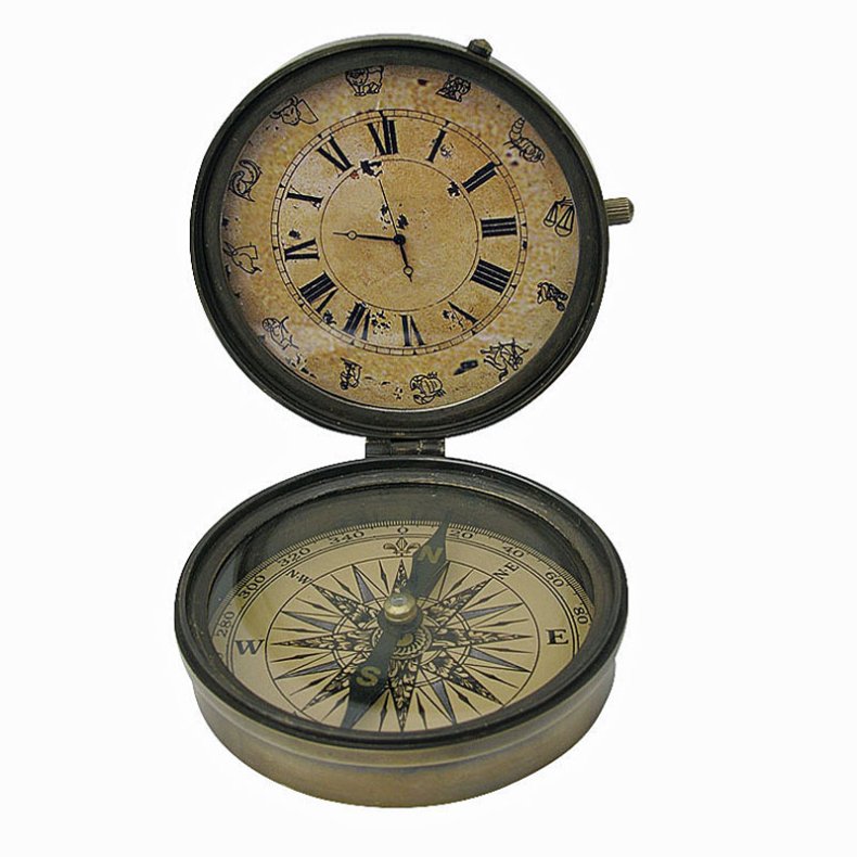 Kompass mit Uhr - 8,5 cm