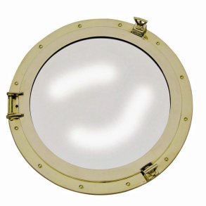Cage Porthole Mirror in 50 cm  - polished brass