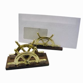 Letter holder - brass/wood - 12,5 x 5 x 7 cm. 